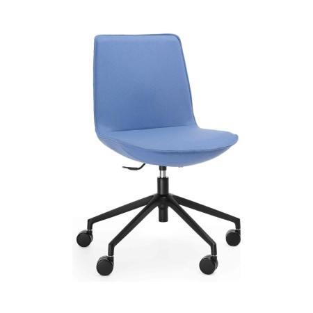 Chaise de réunion pivotante Lumi LM 5R1 bleue sans accoudoirs pour bureaux professionnels