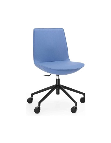 Chaise de réunion pivotante Lumi LM 5R1 bleue sans accoudoirs pour bureaux professionnels