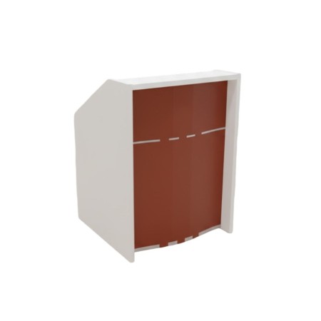 Meuble de réception avec façade en rouge