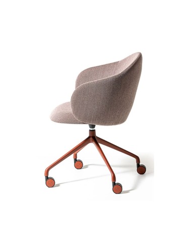 Chaise de bureau Volta au design élégant, piètement coloré et assise confortable, présentée de profil – Volta
