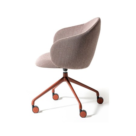 Chaise de bureau Volta au design élégant, piètement coloré et assise confortable, présentée de profil – Volta