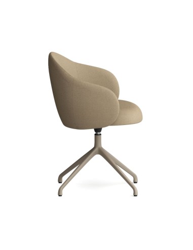 Chaise Volta pivotante beige, silhouette latérale mettant en valeur la courbure du dossier et l’assise rembourrée - Volta