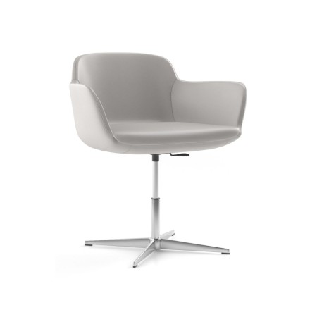 Chaise Danae avec assise tissu gris clair et base pivotante étoile – Danae