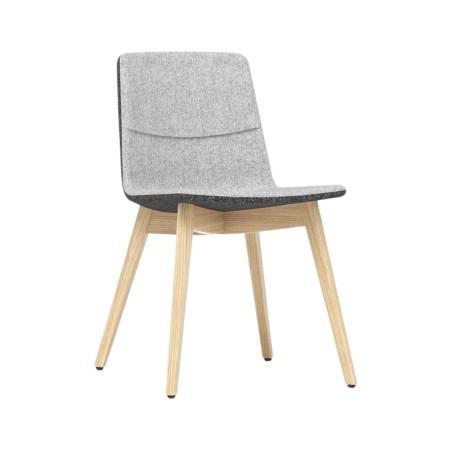 Chaise TWIST&SIT bicolore avec coque tissu gris clair et pieds bois clair