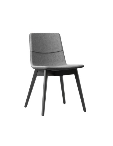 Chaise TWIST&SIT avec coque tissu gris foncé et pieds bois foncé