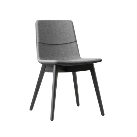 Chaise TWIST&SIT avec coque tissu gris foncé et pieds bois foncé