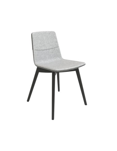 Chaise visiteur TWIST&SIT tissu gris avec piètement bois foncé