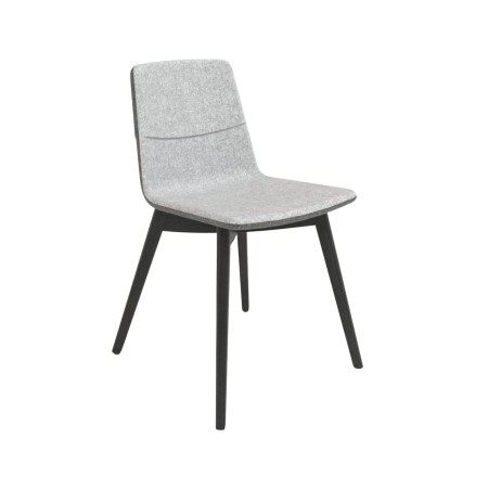 Chaise visiteur TWIST&SIT tissu gris avec piètement bois foncé