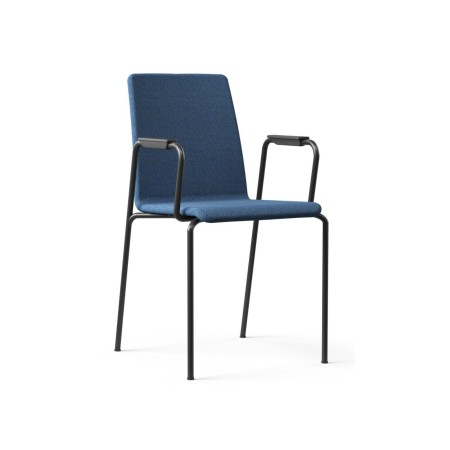 Chaise en tissu bleu avec accoudoirs et piétement noir – Moon