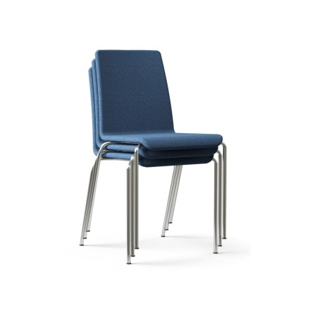 Chaise Moon tissu bleu, pieds noirs, vue latérale – Moon