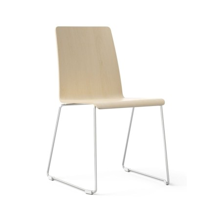 Chaise visiteur Moon Wood avec coque bois clair et piètement blanc – Moon Wood