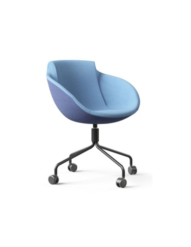 Fauteuil Tula pivotant sur roulettes, tissu bicolore bleu clair – Tula
