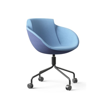 Fauteuil Tula pivotant sur roulettes, tissu bicolore bleu clair – Tula
