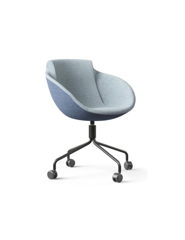 Chaise de bureau Tula sur base à roulettes, assise tissu gris bleu – Tula