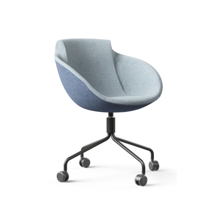 Chaise de bureau Tula sur base à roulettes, assise tissu gris bleu – Tula