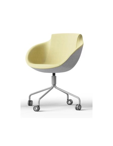 Modèle Tula sur roulettes avec coque jaune et grise, structure chromée – Tula