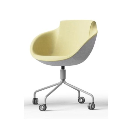 Modèle Tula sur roulettes avec coque jaune et grise, structure chromée – Tula