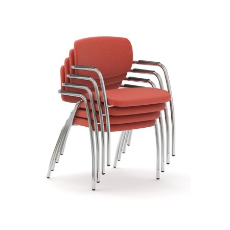 Chaises GAMA en tissu empilable jusqu'à 6 unités rouge