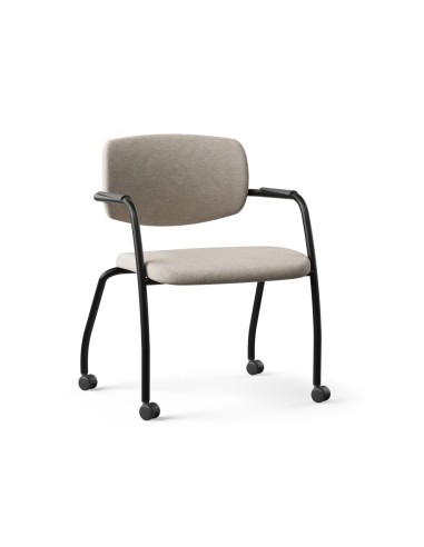 Siège en tissu beige, piètement noir et roulettes GAMA moderne