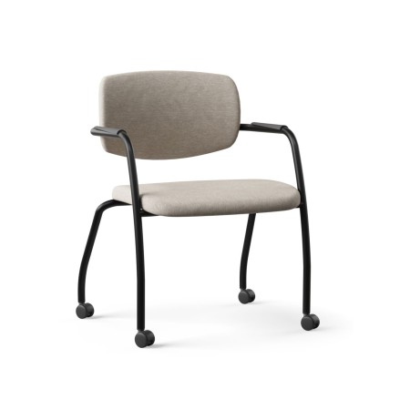 Siège en tissu beige, piètement noir et roulettes GAMA moderne