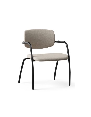 Siège piètement noir, assise et dossier en tissu beige