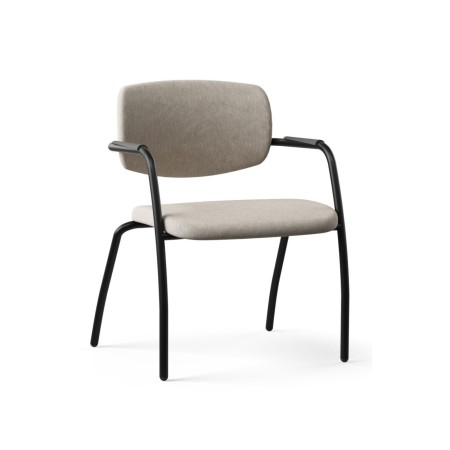 Siège piètement noir, assise et dossier en tissu beige