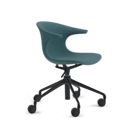 Chaise réunion tapissée à roulettes 5 branches – Loop Mono Design