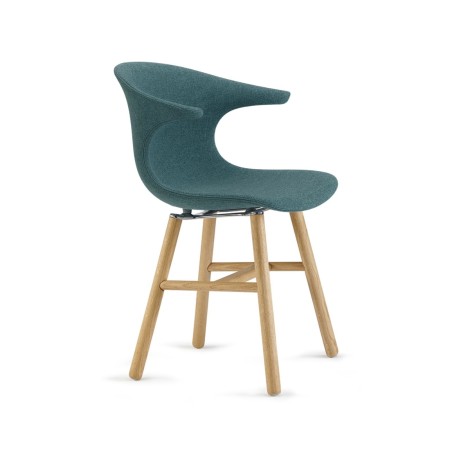 Chaise tapissée rétro bois coniques pour cafétéria ou salle d’attente