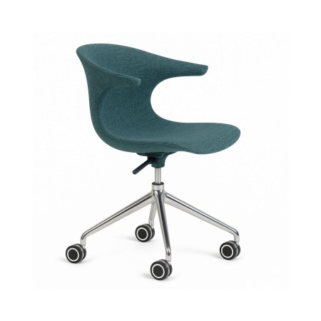 Chaise réglable 4 branches à roulettes tissu bleu – Loop Mono Design