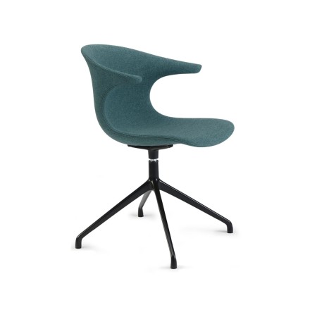 Chaise tapissée pivotante Loop Mono Design 4 branches tissu bleu