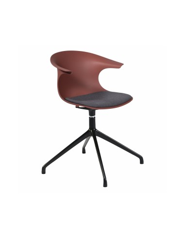 Chaise rouge brique pivotante avec assise tissu gris et pied étoile – Loop Mono