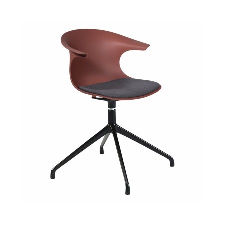 Chaise rouge brique pivotante avec assise tissu gris et pied étoile – Loop Mono