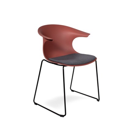 chaise design pieds traîneau avec assise tissu noir - confortable et design Loop Mono