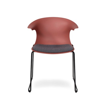 Chaise traîneau Pure Loop Mono avec assise rembourrée et coque rouge