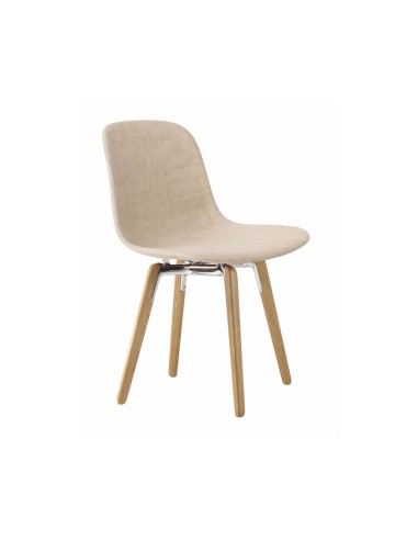 Chaise tissu beige et pieds bois pour salle d’accueil ou restaurant
