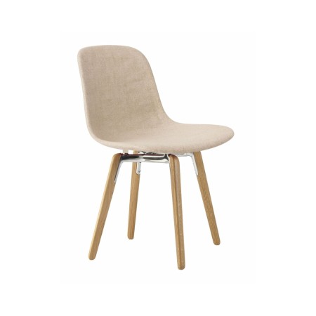 Chaise tissu beige et pieds bois pour salle d’accueil ou restaurant