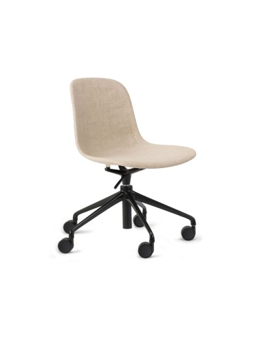 Chaise pivotante à roulettes 5 branches tissu beige – Pure Loop Mono