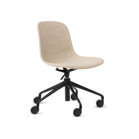 Chaise pivotante à roulettes 5 branches tissu beige – Pure Loop Mono