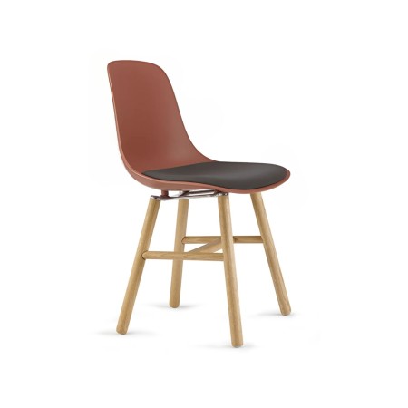 Chaise rétro tissu pieds bois – Pure Loop Mono Wood