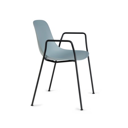 Chaise extérieure Pure Loop Mono avec accoudoirs – coque bleu et pieds métal outdoor