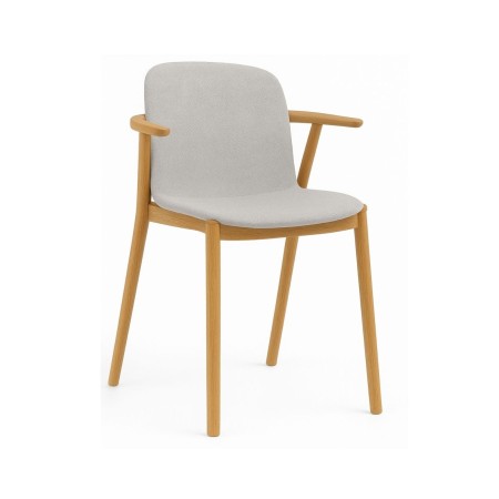 Chaise en tissu avec accoudoirs et pieds en bois – Relief Wood