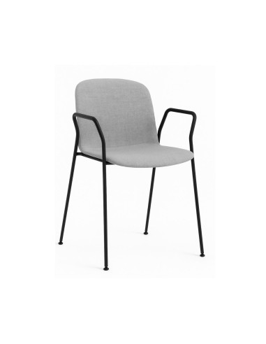 Chaise tapissée avec accoudoirs en métal pour réunion ou accueil – Relief Tissu