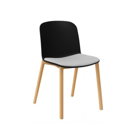 Chaise Relief avec pieds en bois et assise tissu