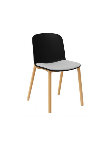 Chaise Relief avec pieds en bois et assise tissu