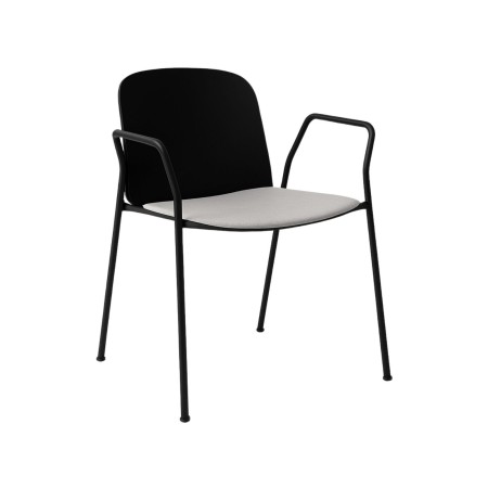 Chaise Relief avec assise fine rembourrée et accoudoirs fermés