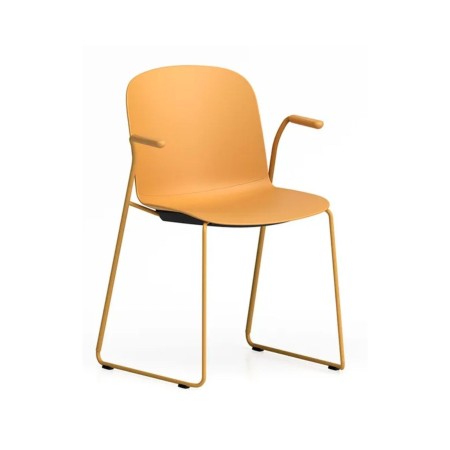 Chaise Relief avec assise en plastique confortable - plastique vert et acier noir pour salle d'attente 2