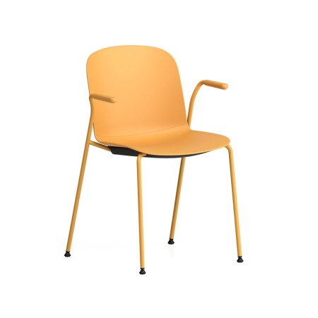 Chaise Relief 4 pieds avec accoudoirs – vue de face – finition jaune