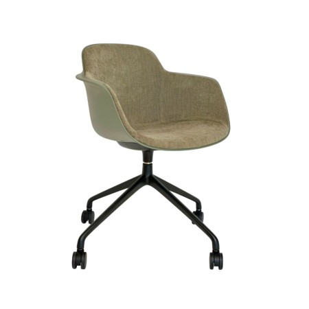 chaise de conférence pivotante Sicla en tissu olive avec roulettes et piètement noir