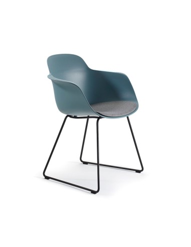 Chaise de réunion Sicla assise tissu gris – pieds traîneau acier