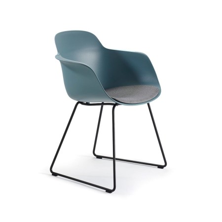 Chaise de réunion Sicla assise tissu gris – pieds traîneau acier